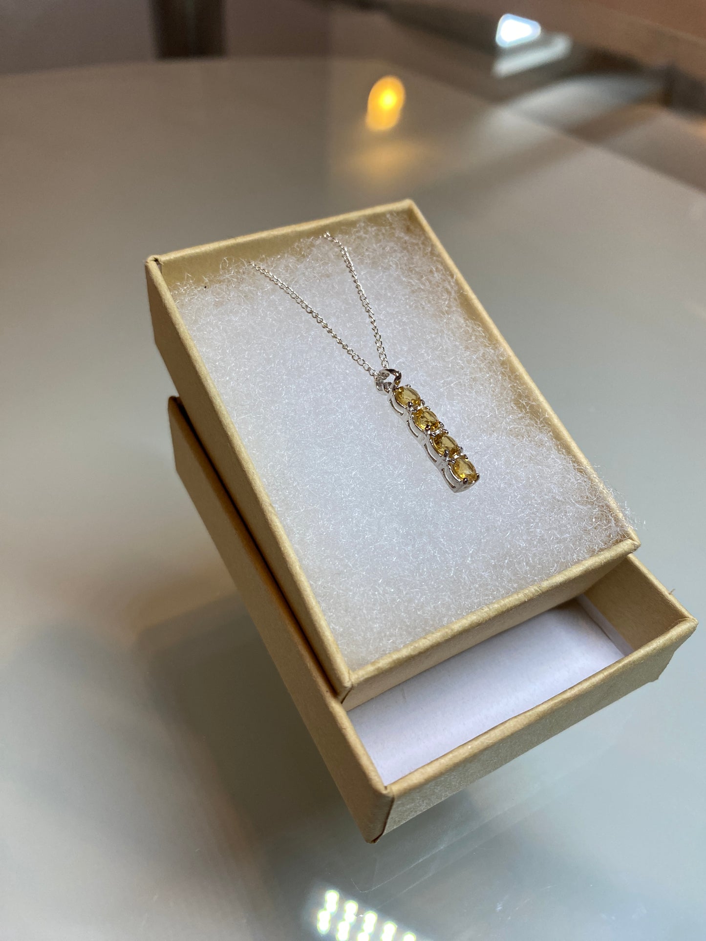 Silver Necklace with Topaz/Citrine Stones