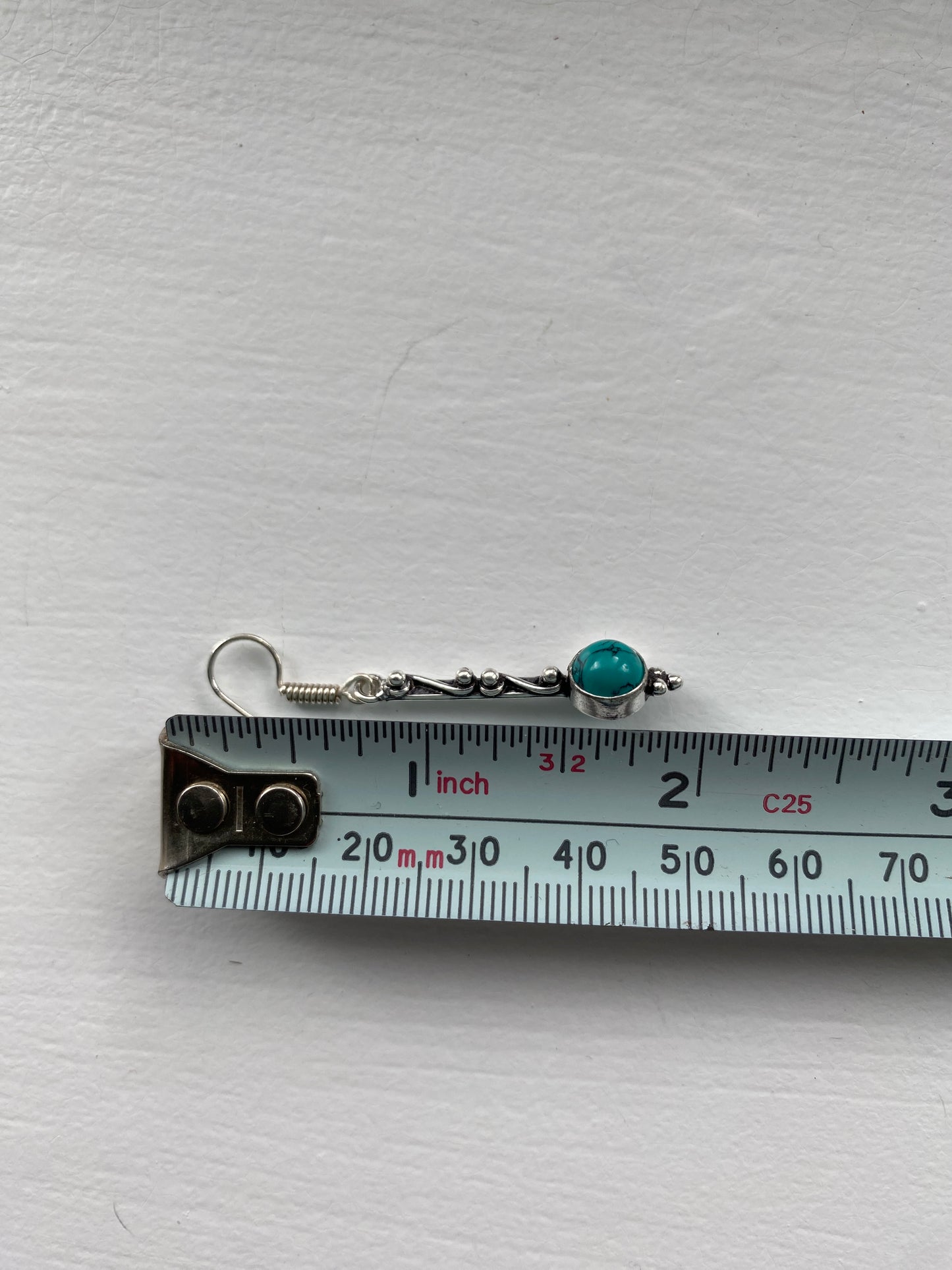 Turquoise Twisted Silver Earrings