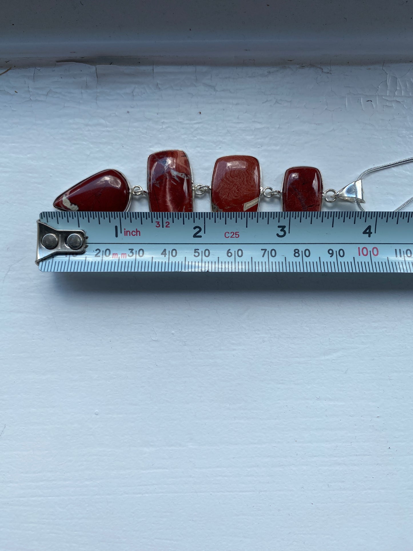 4-Stone Red Jasper Pendant Necklace