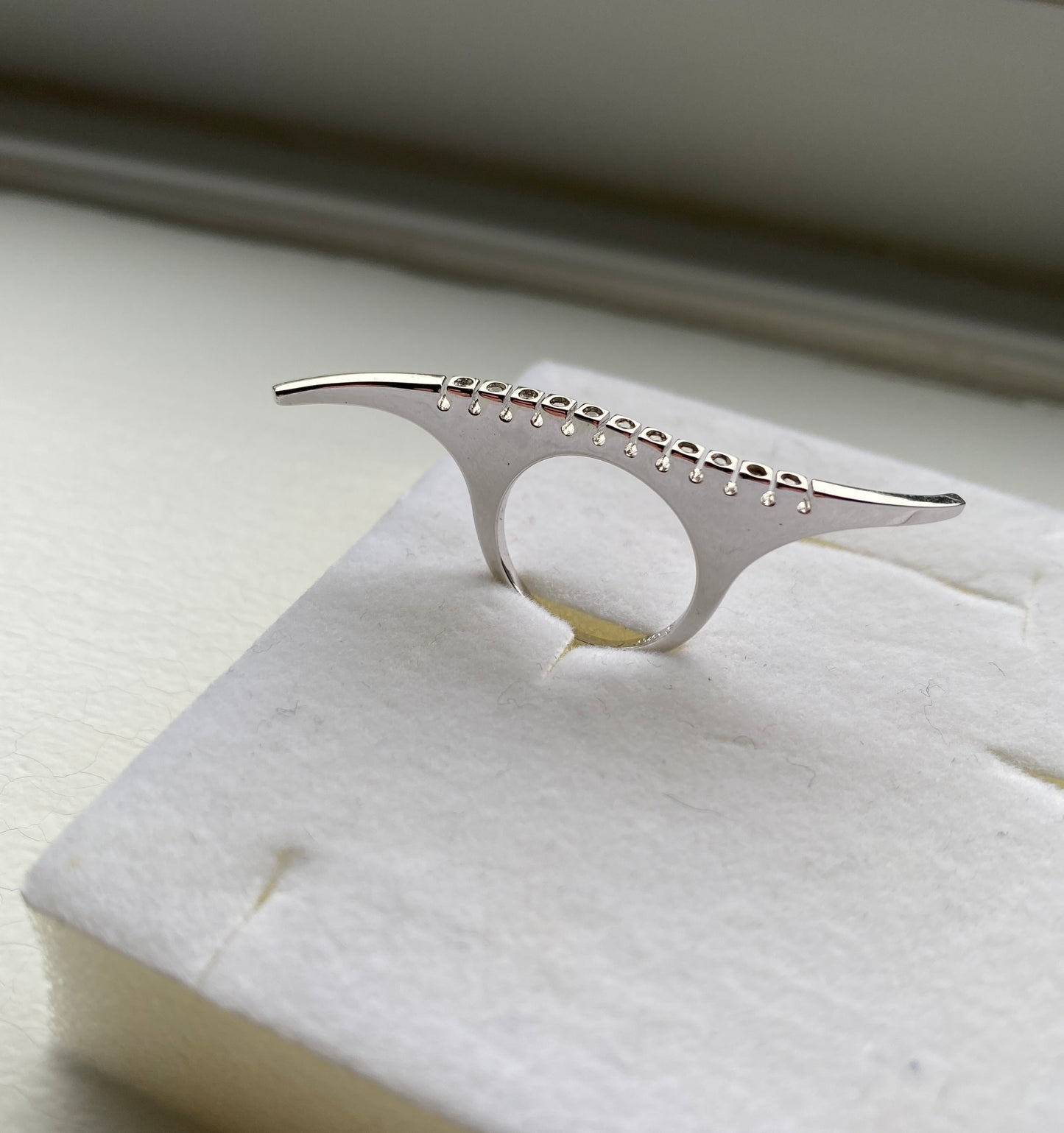 Silver CZ Studded Wave Ring