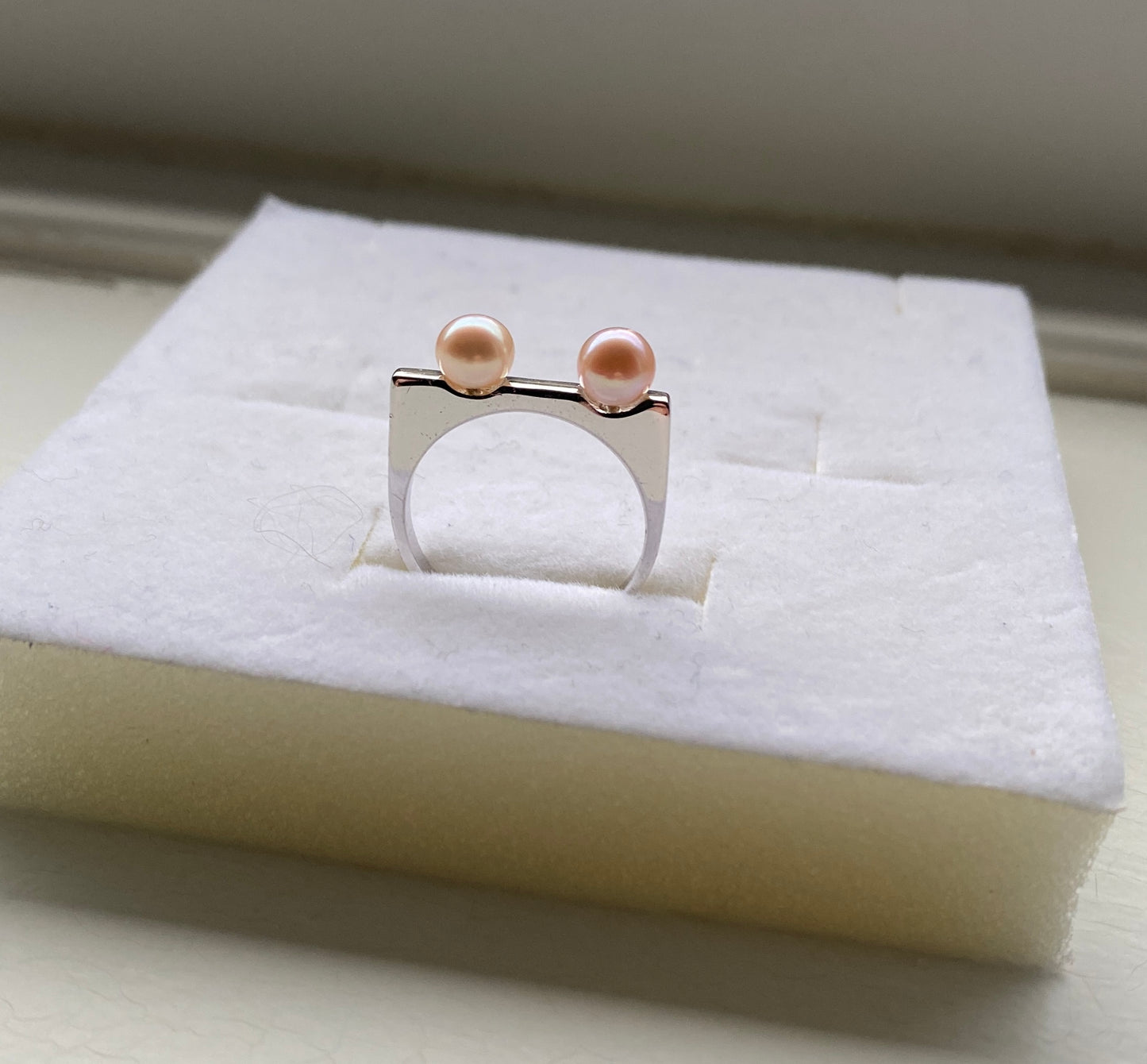 Silver and Pink Pearl Ring