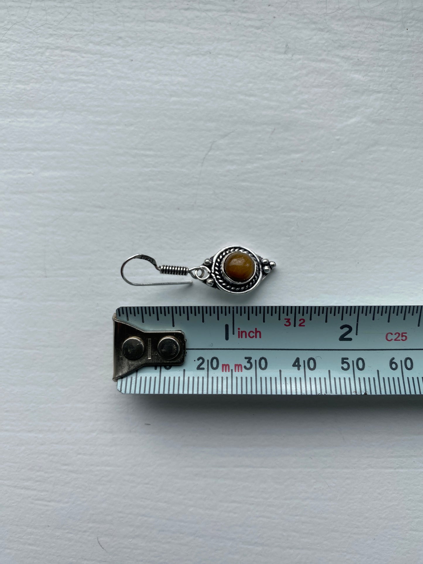 Tiger Eye Silver Circular Earrings