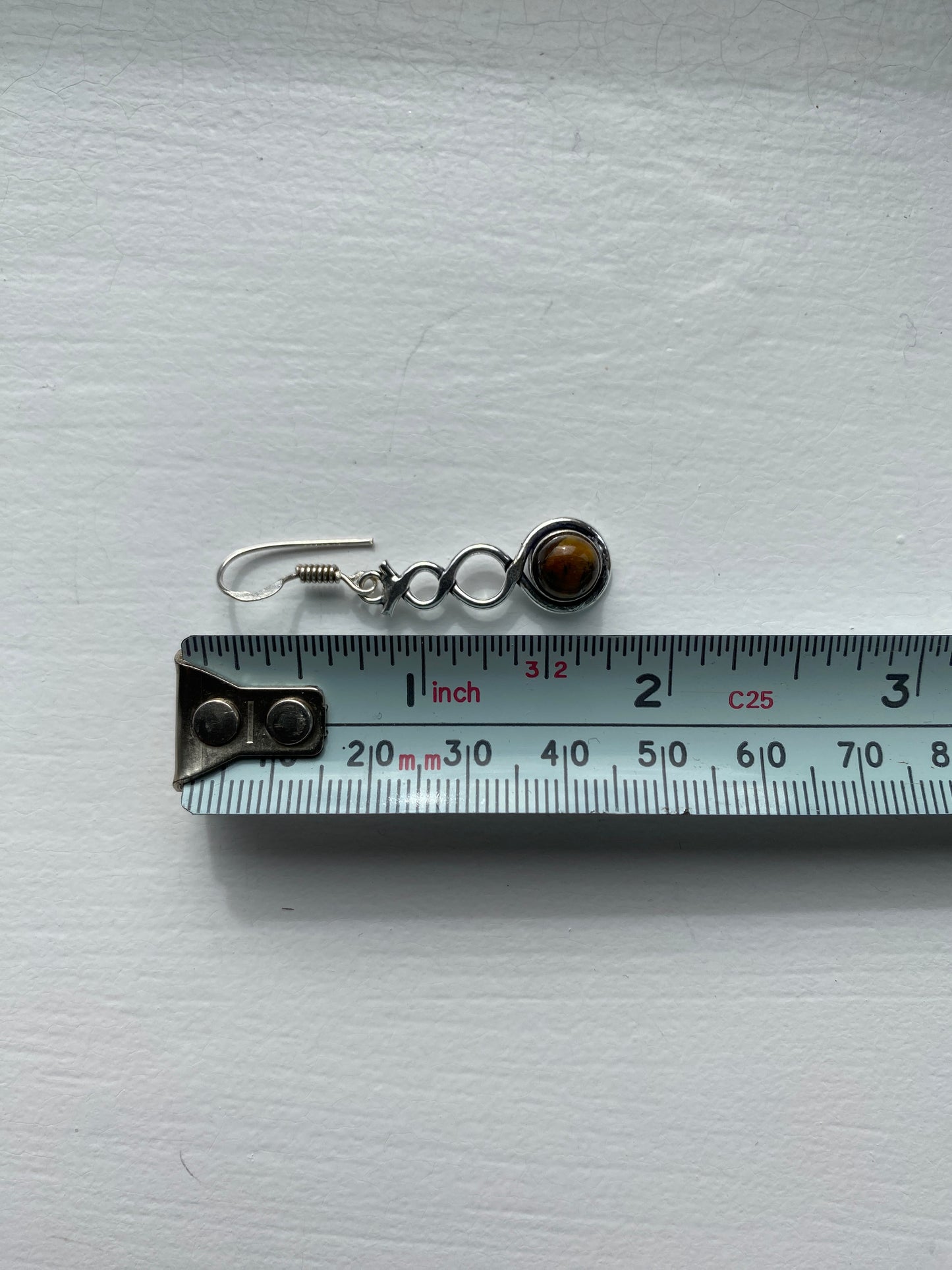 Tiger Eye Silver Twist Earrings