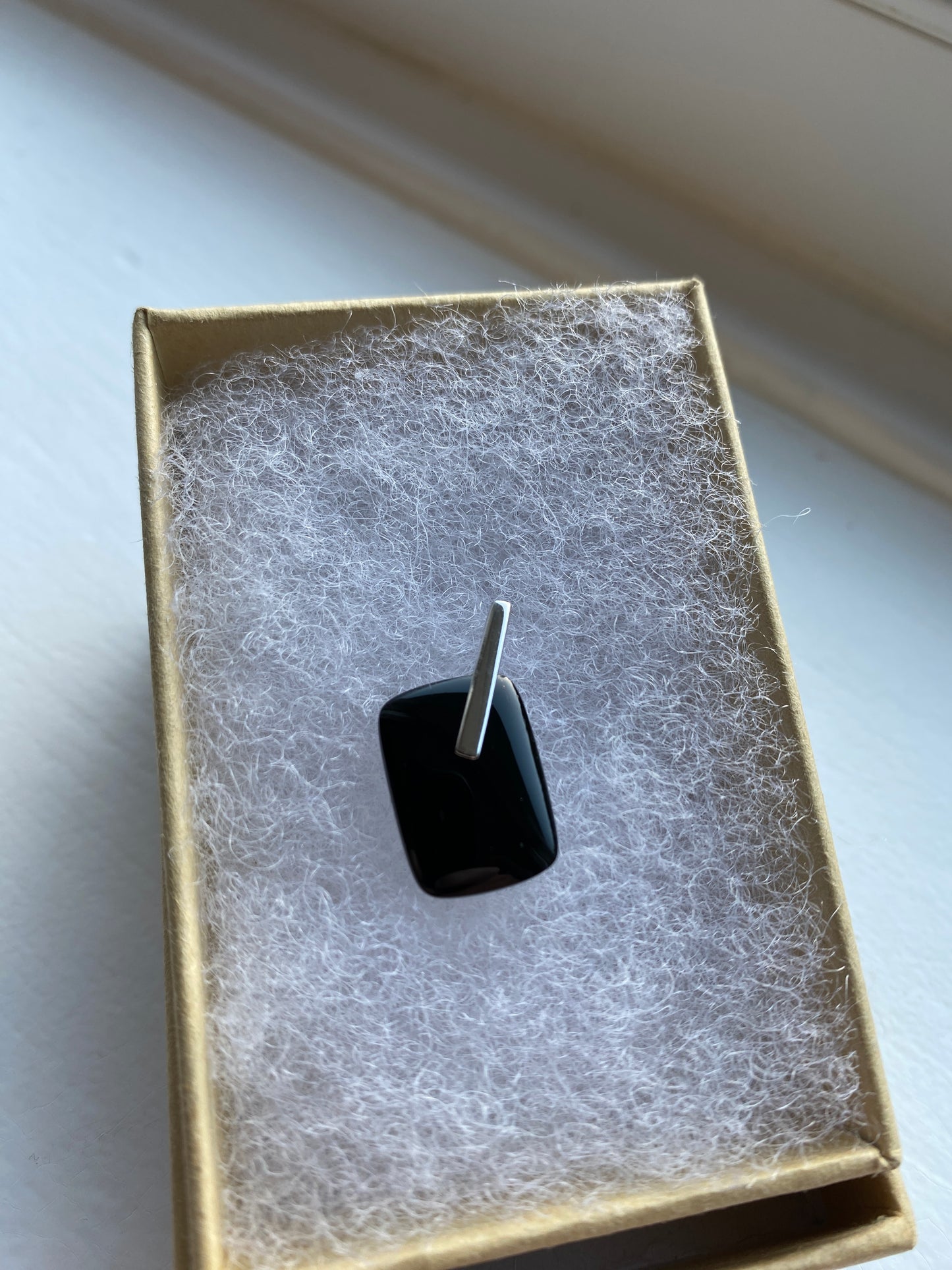 Black Onyx & Silver Criss Cross Pendant