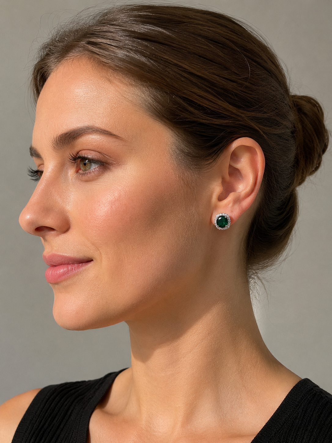 Square Emerald Ear Studs