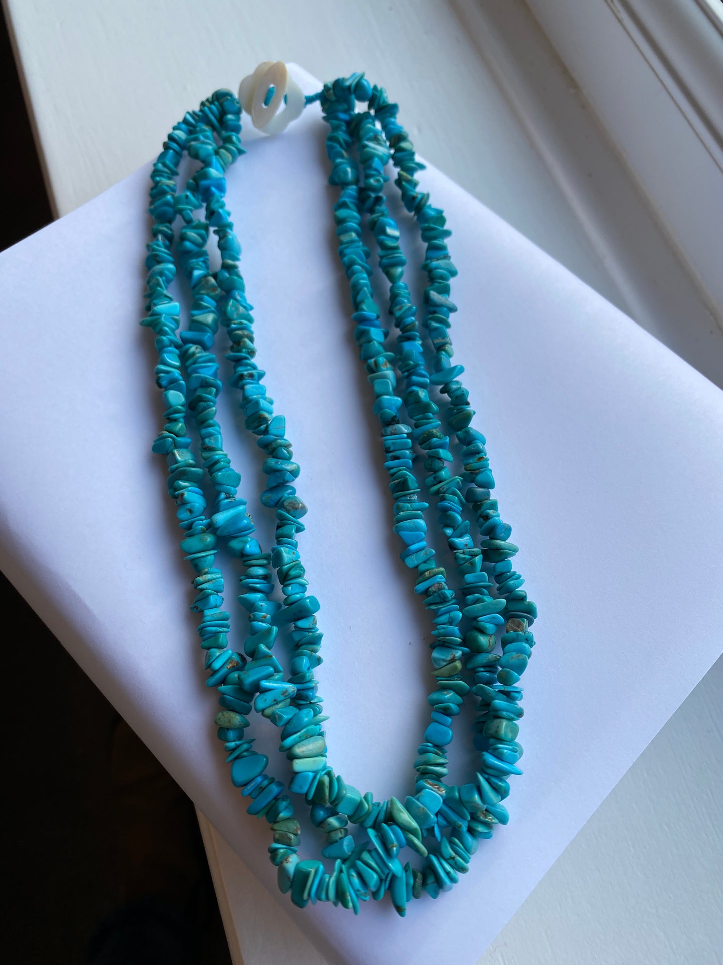 Real Turquoise Triple Row Necklace