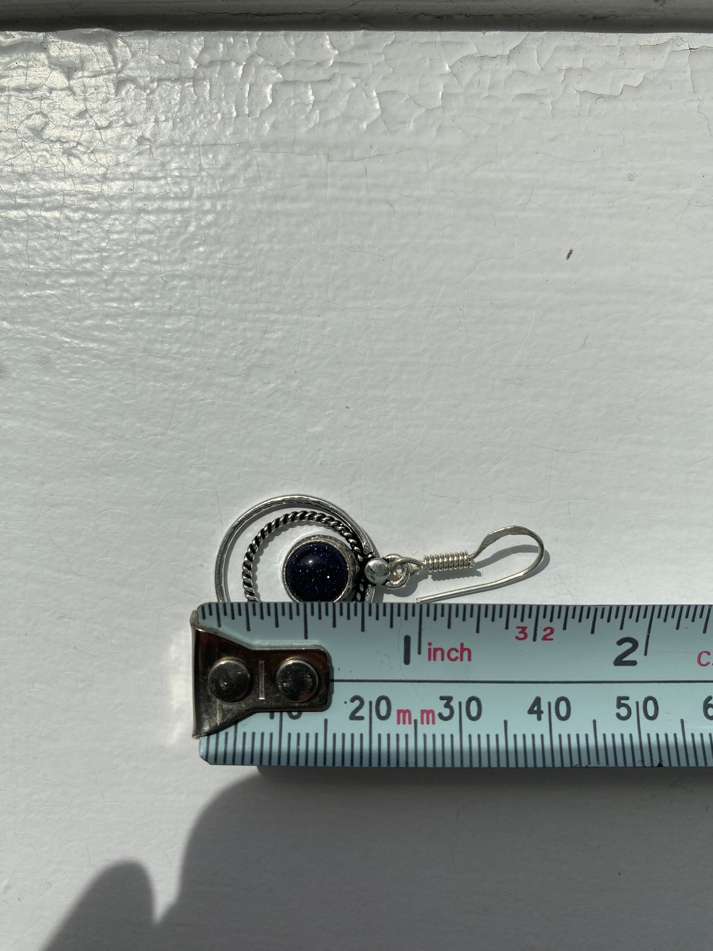 Deep Blue Goldstone Silver Earrings