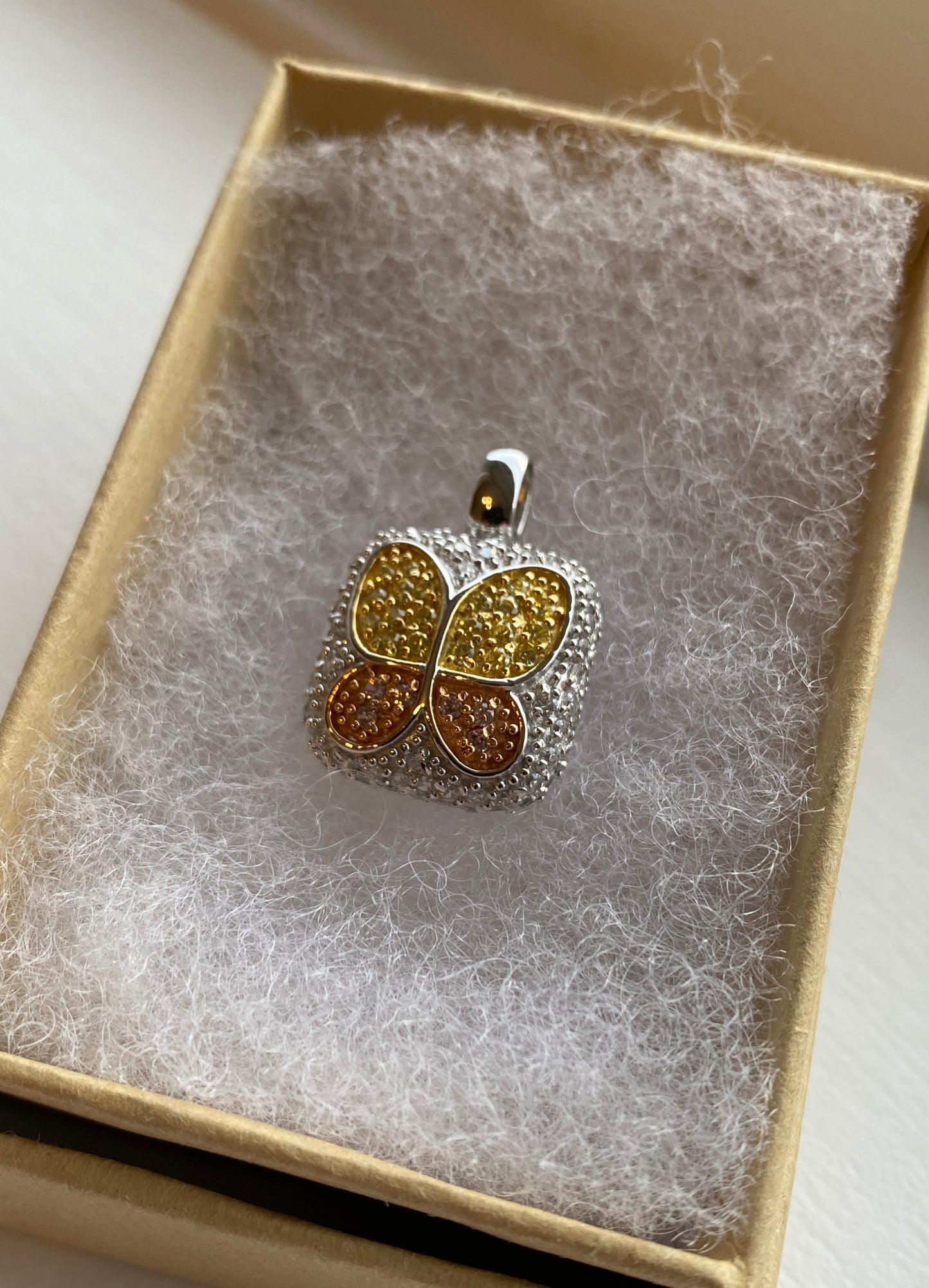Yellow & Orange Silver 'Butterfly' Pendant