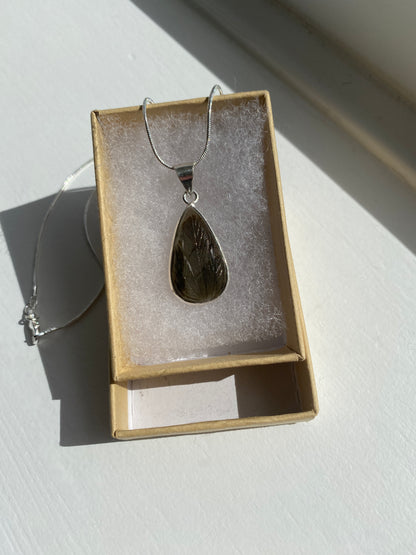 Black Obsidian Stone Pendant Necklace