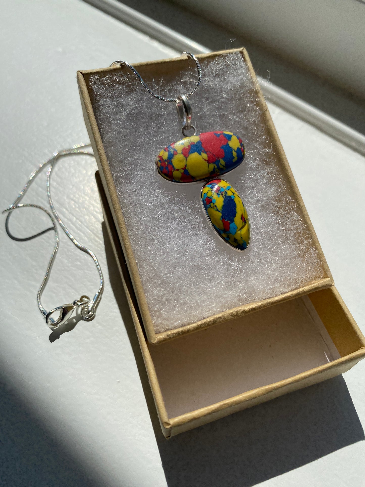 Rainbow Calsilica Pendant Necklace