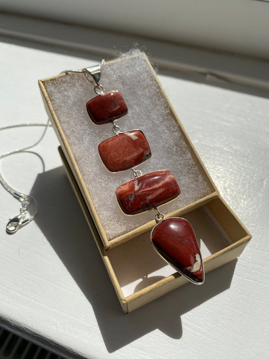 4-Stone  Red Jasper Pendant Necklace