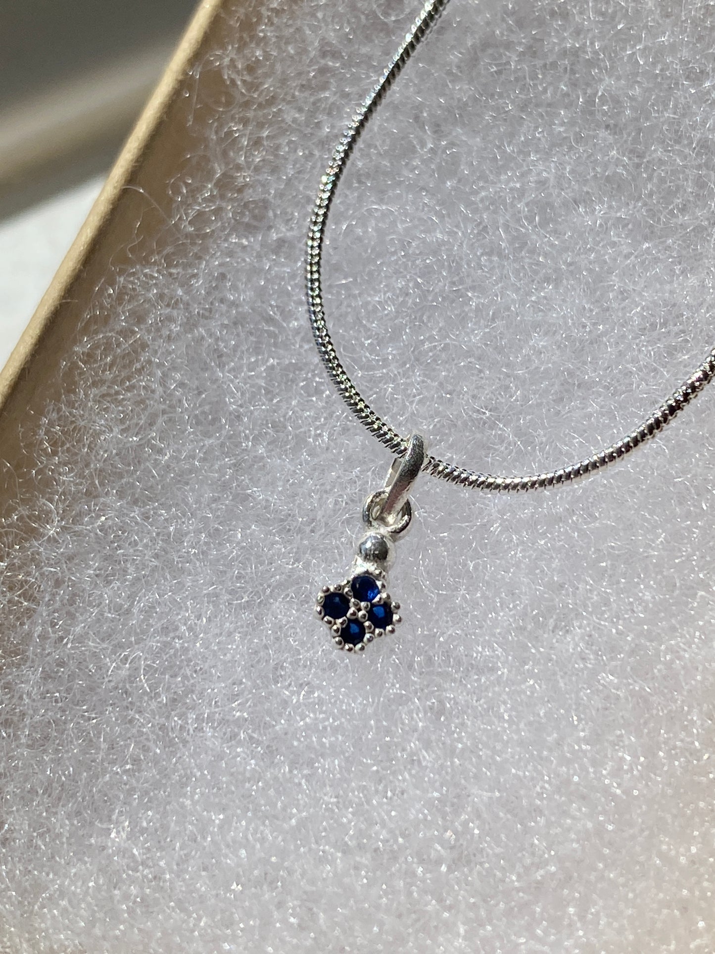 Silver Sapphire Pendant Necklace