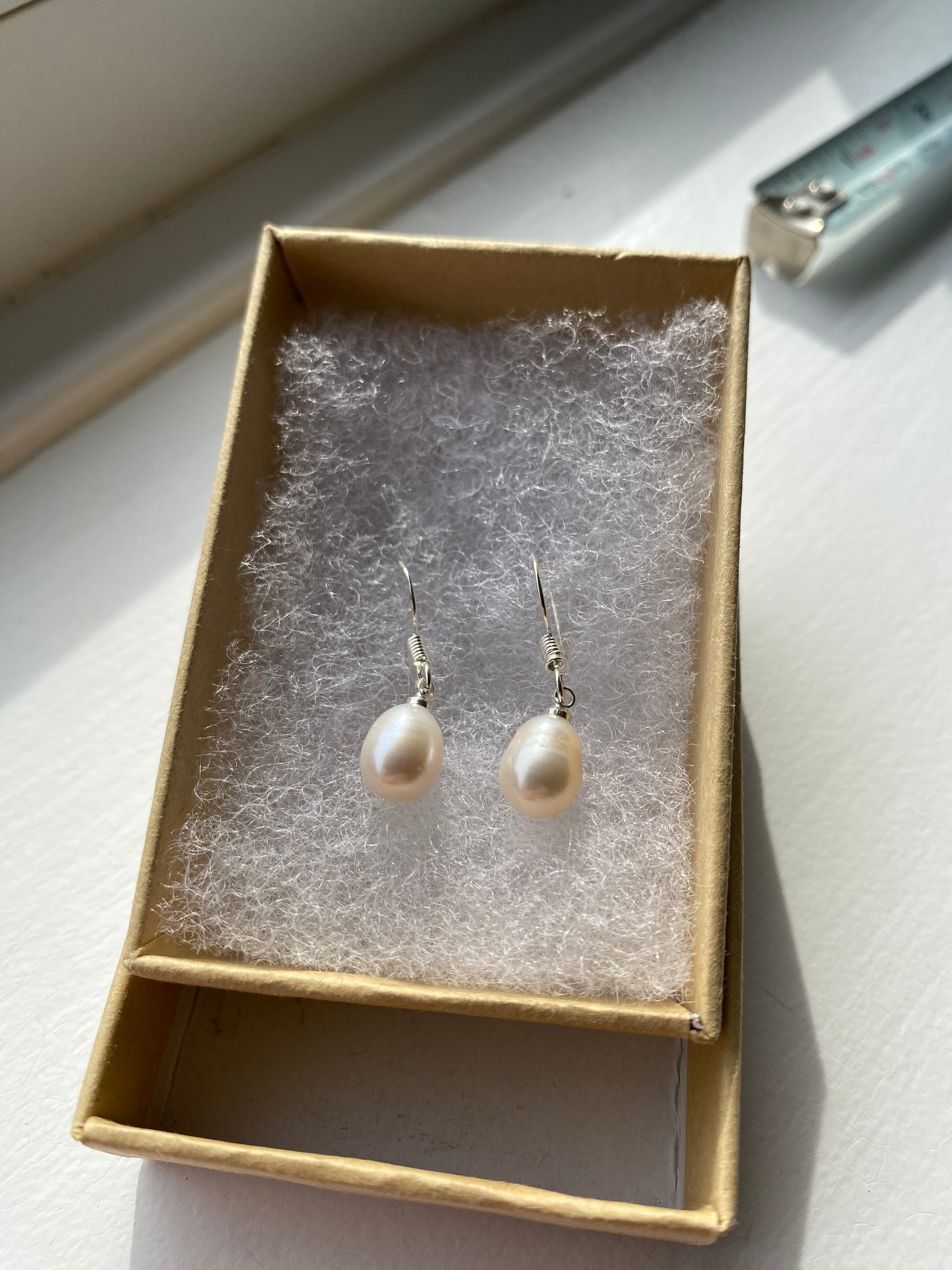 Freshwater White Pearl Drop Earrings