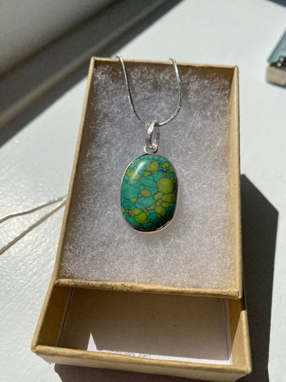 Mosaic 'Green Turquoise' Oval Pendant