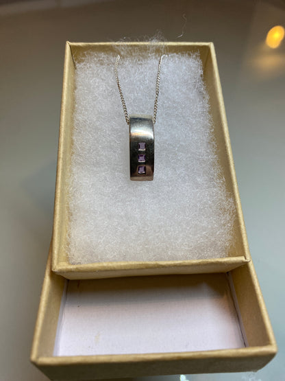 Silver & Amethyst Pendant Necklace