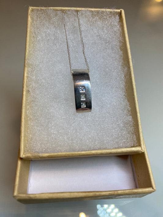 Solid Silver Aquamarine Pendant Necklace