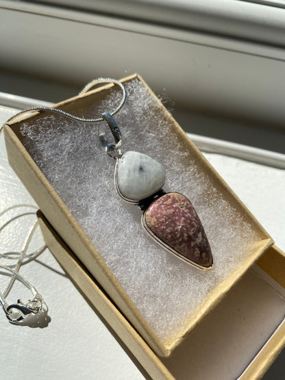 Moonstone & Pink Jasper Pendant Necklace