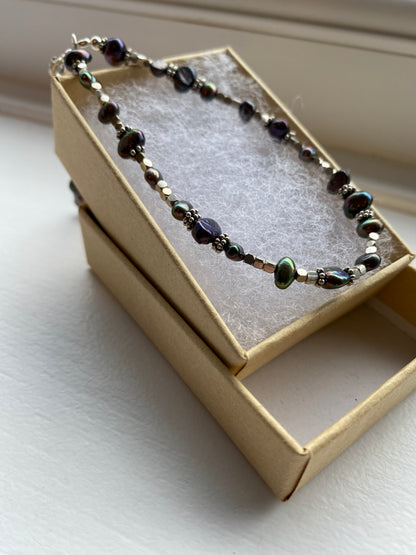 Iridescent Pearl & Silver Bracelet