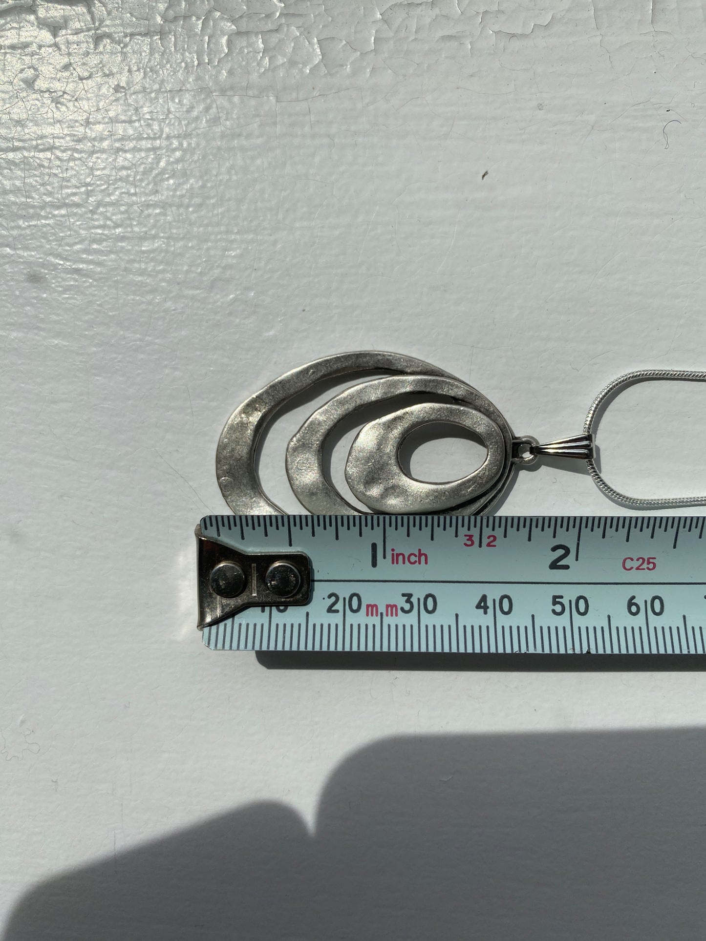 Modern Layered Sculptural Oval Pendant Necklace