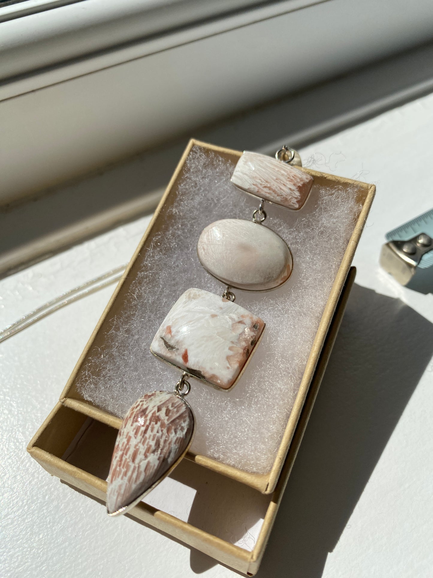Ivory Picture Jasper Pendant Necklace