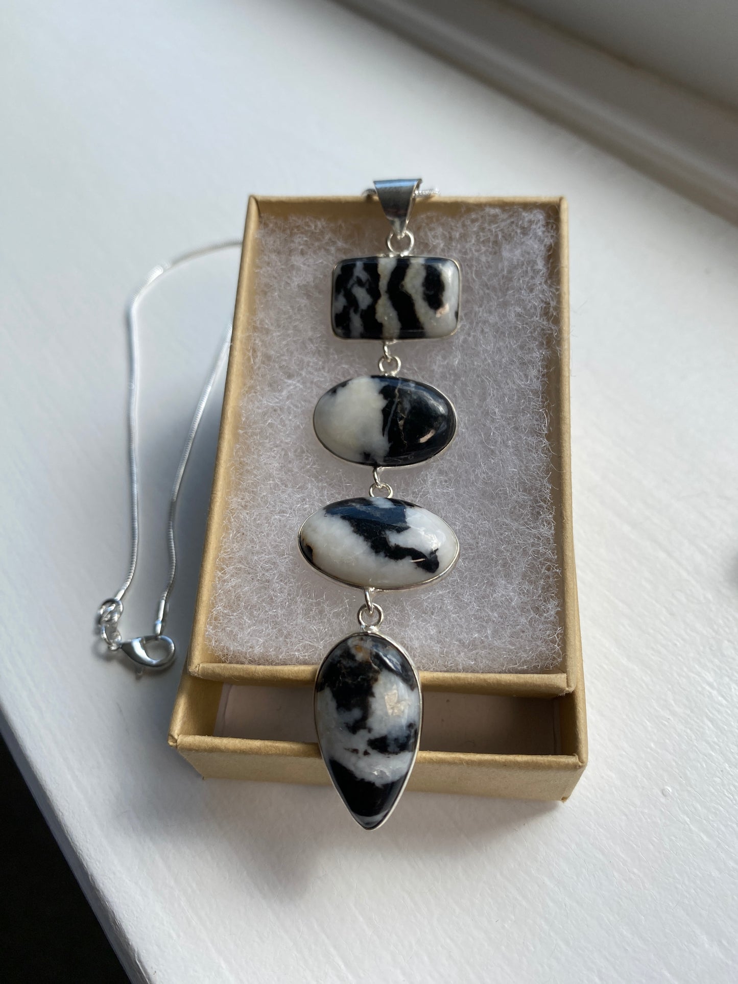 4-Stone Zebra Jasper Pendant Necklace
