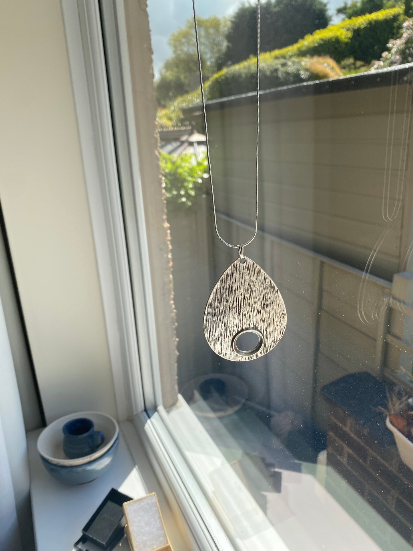 Large Drop Round Teardrop Shaped Pendant Necklace