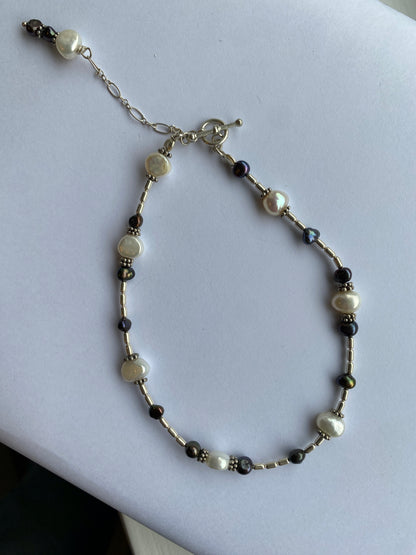 White Pearl & Silver Bracelet