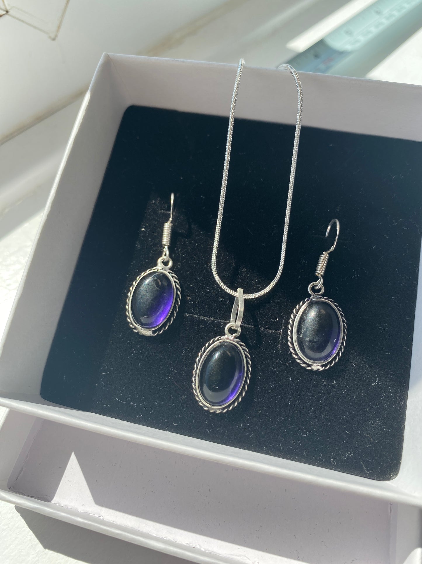 Translucent Amethyst Necklace & Earring Set