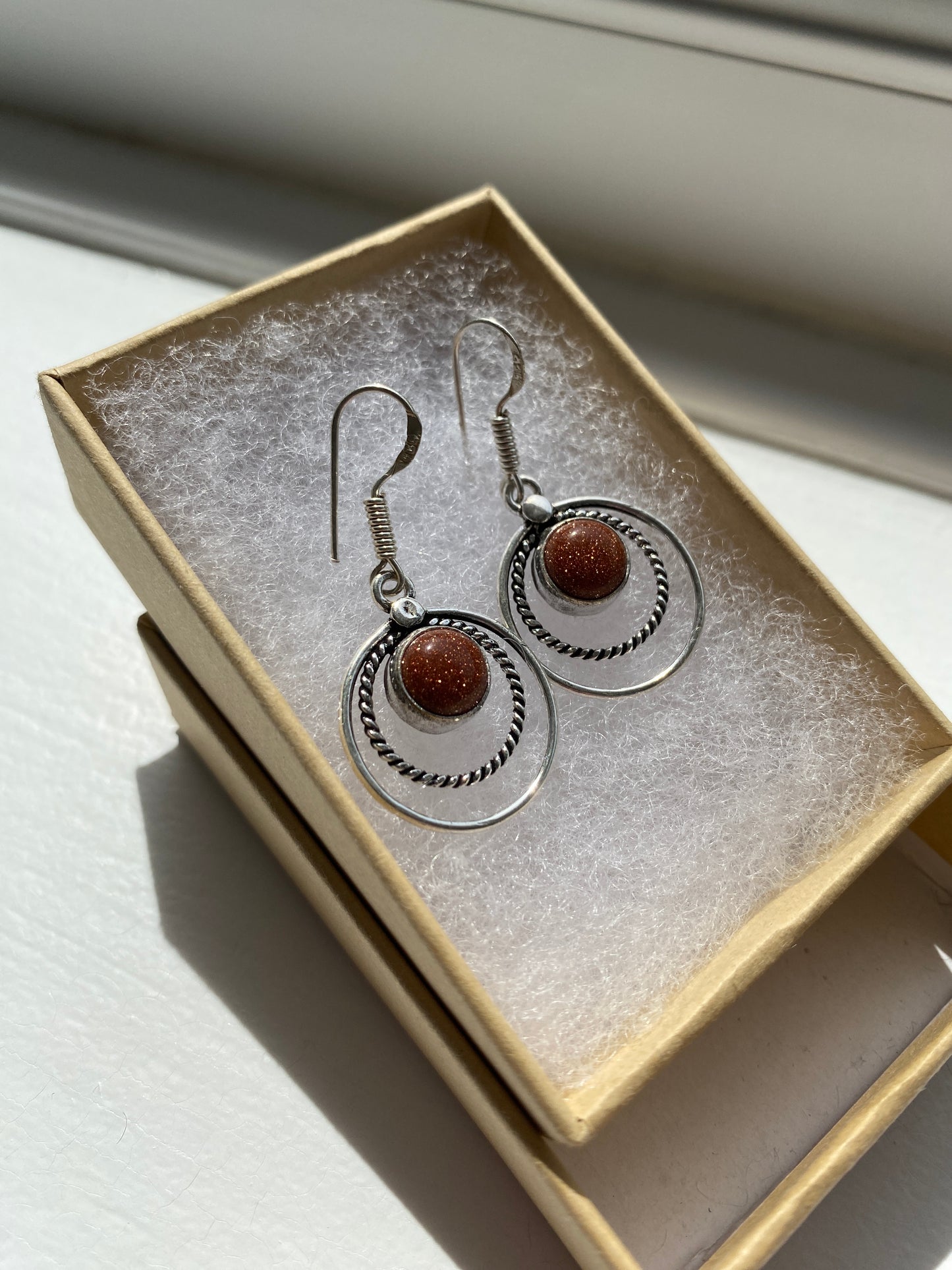 Sunstone Double Circle Earrings