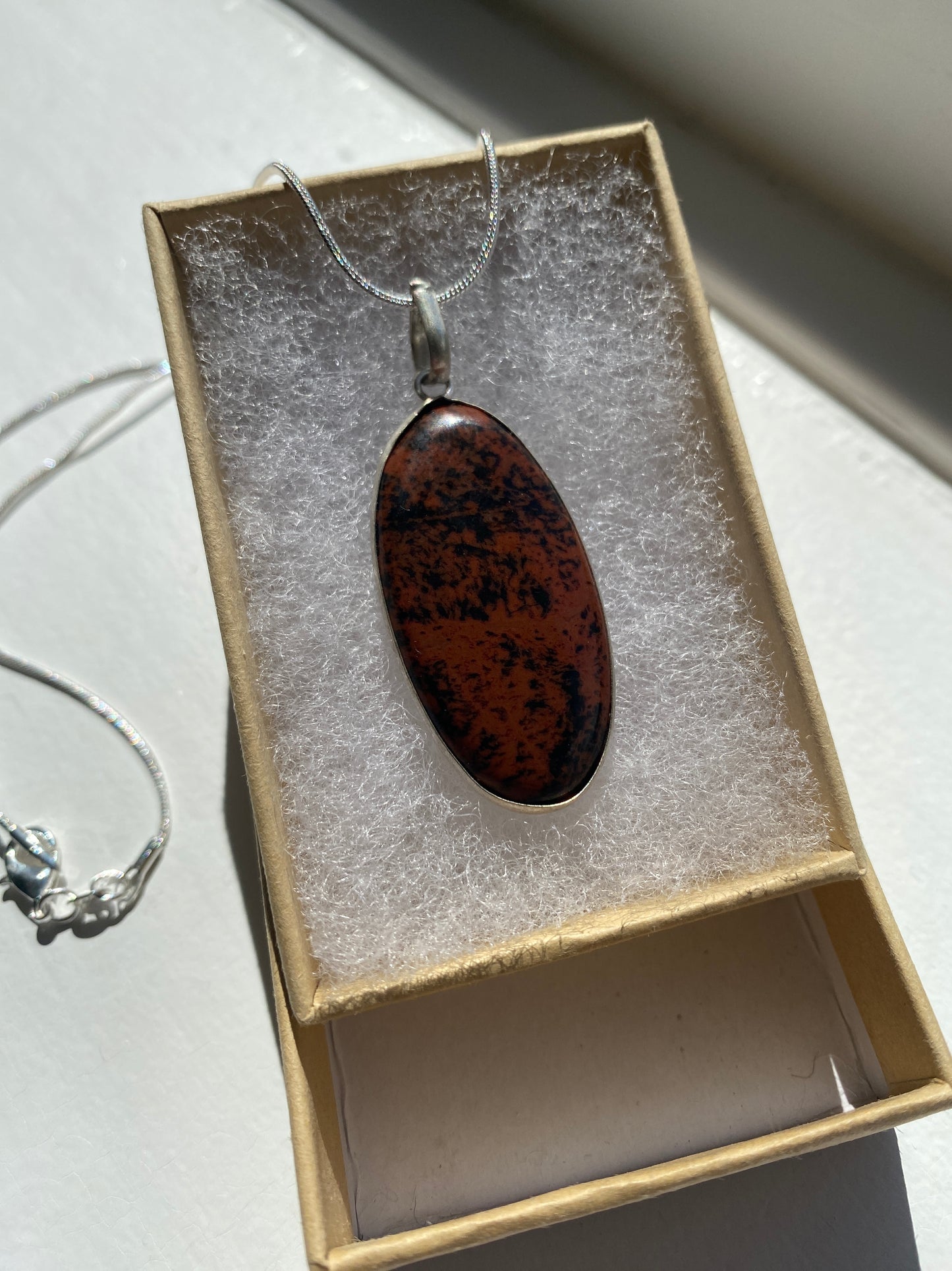 Mahogany Jasper Stretched Oval Pendant