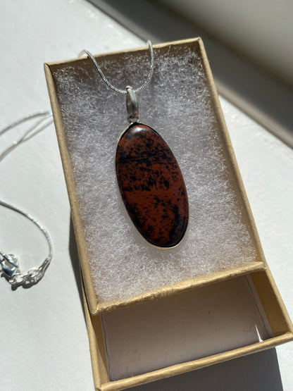 Mahogany Jasper Stretched Oval Pendant