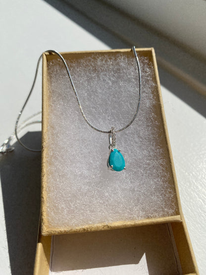 Turquoise Silver Pendant Necklace