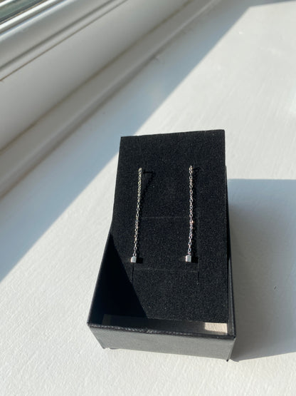 Silver Threader Cube Earrings
