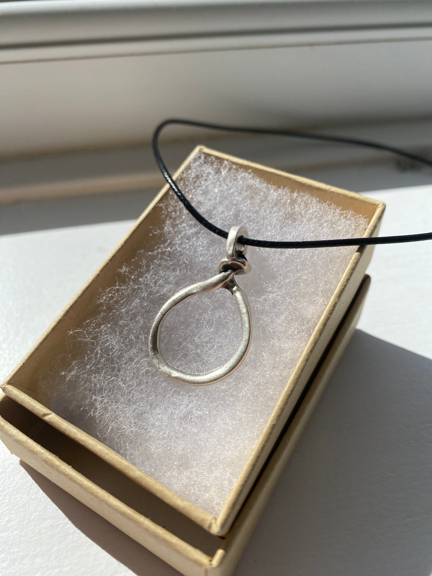 Antique Silver Tone Rope Knot Pendant Necklace
