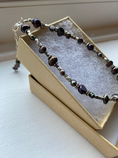 Iridescent Pearl & Silver Bracelet