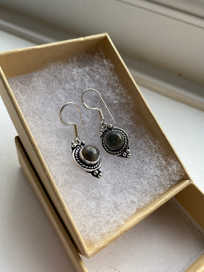 Earthy Green Labradorite Earrings