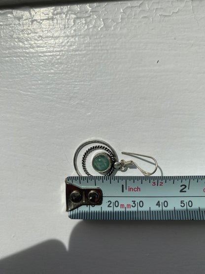 Aventurine Silver Twisted Circle Earrings