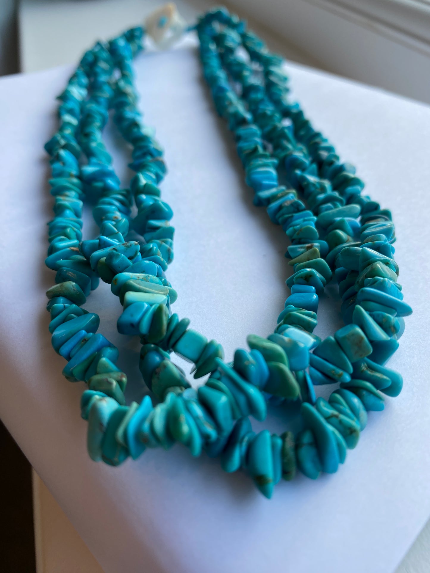 Real Turquoise Triple Row Necklace