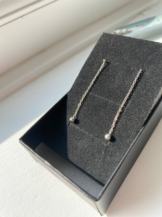Silver Threader Bauble Earrings