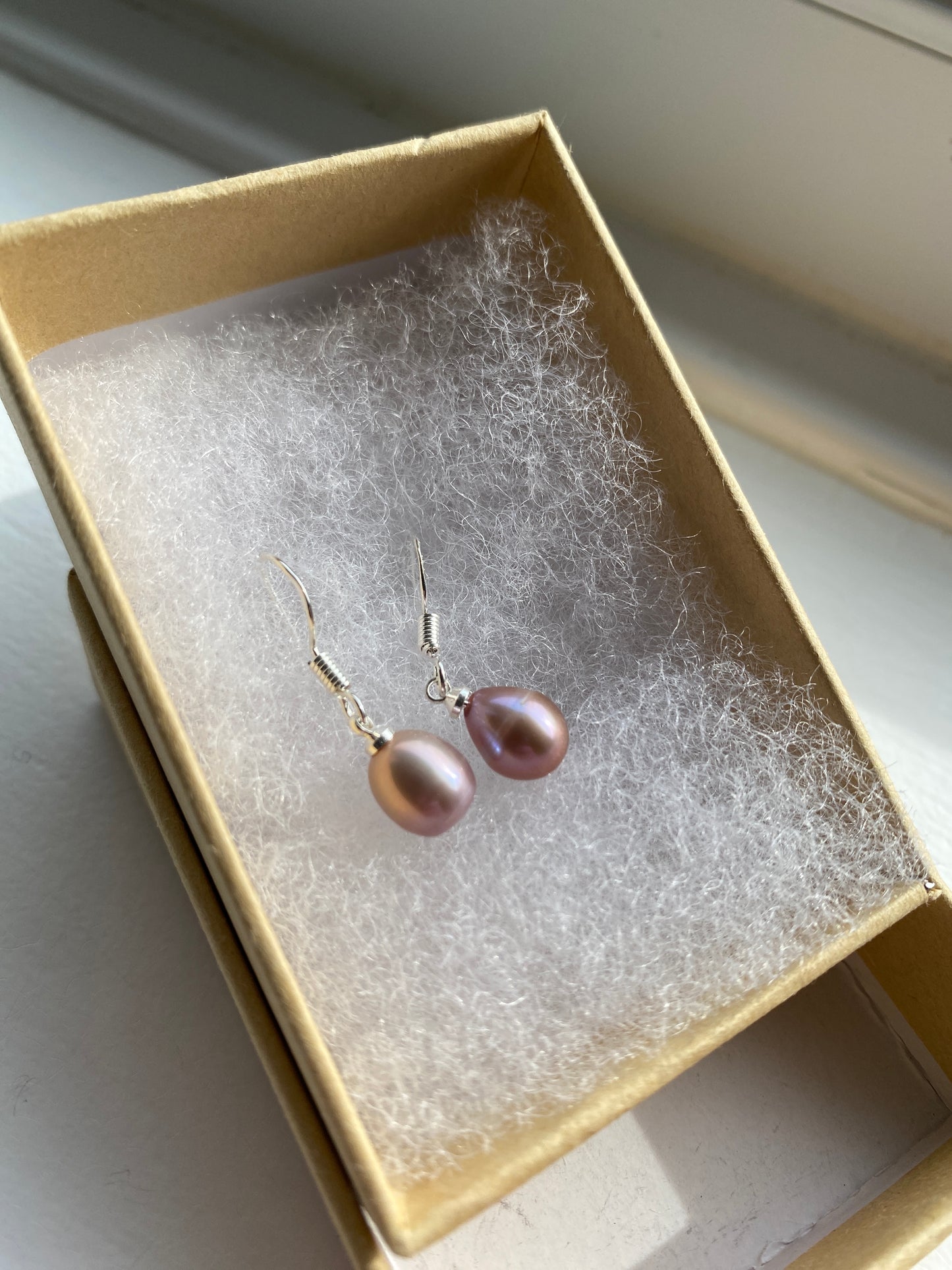 Freshwater Purple Pearl Drop Earrings
