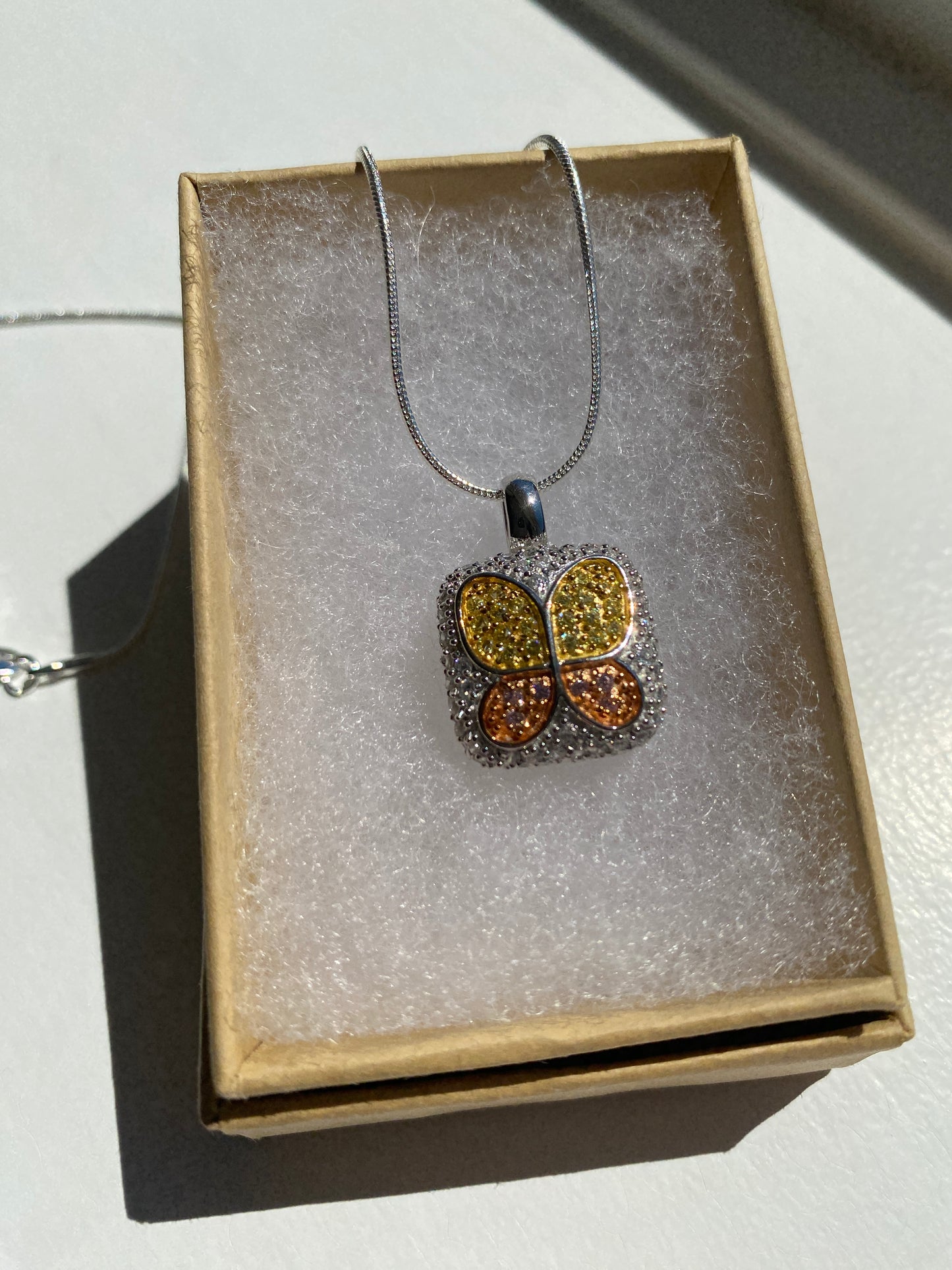 Yellow & Orange Silver 'Butterfly' Pendant