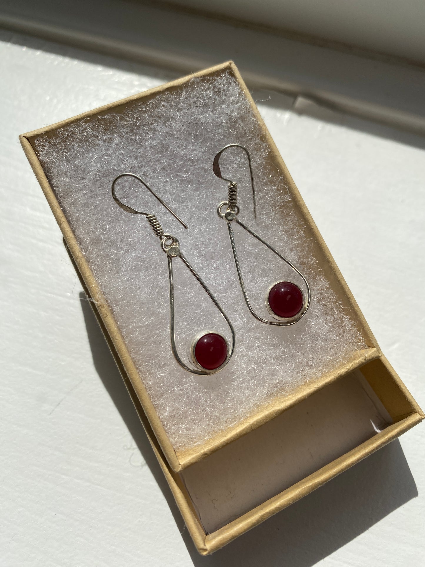 Red Jasper Silver Drop Earrings