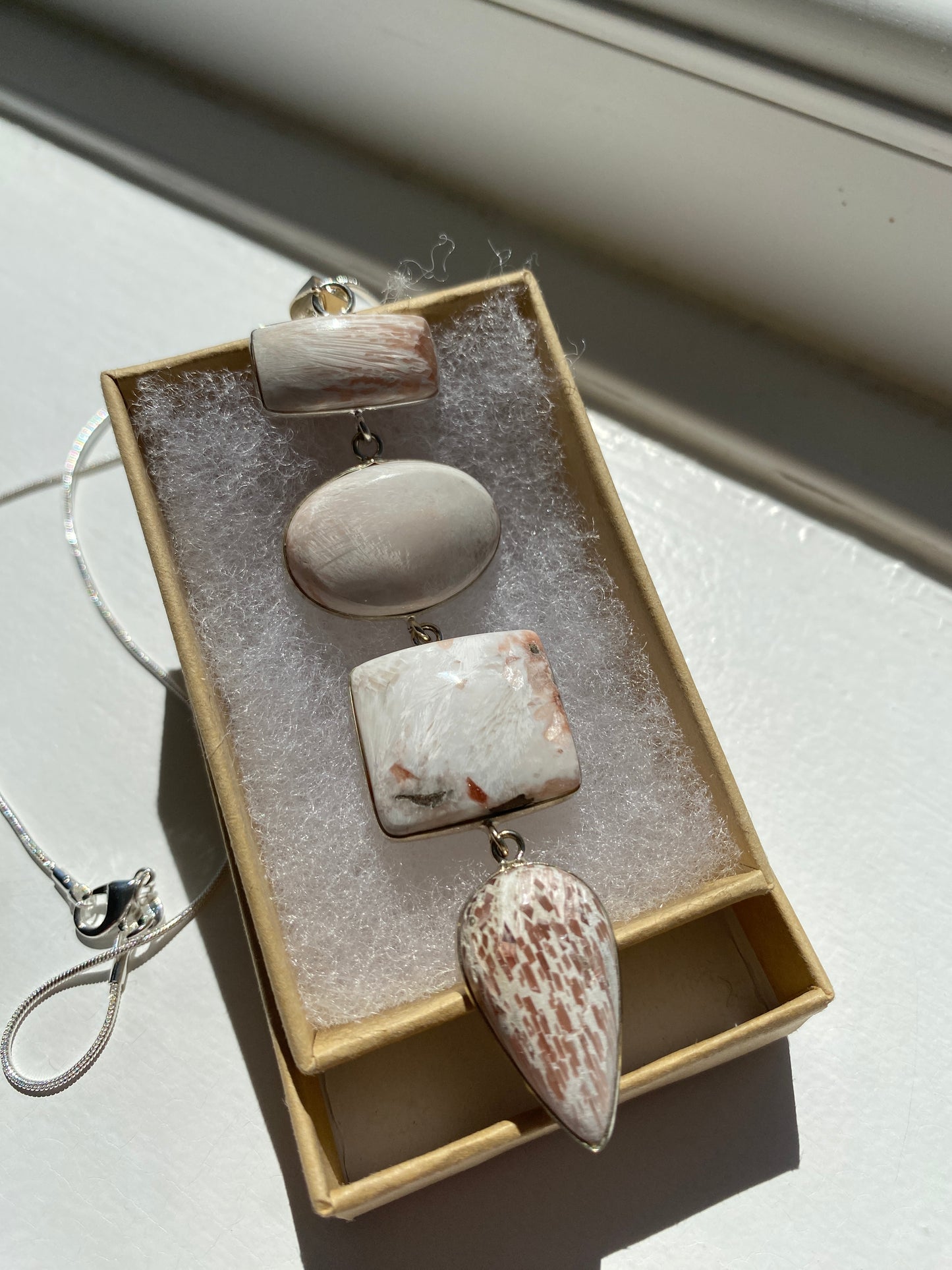 Ivory Picture Jasper Pendant Necklace