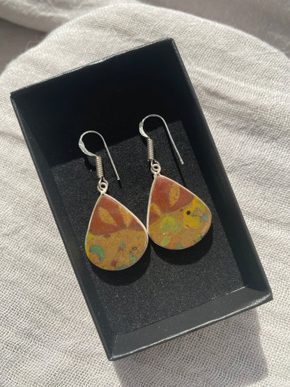 Rainforest Jasper Rounded Teardrop Earrings