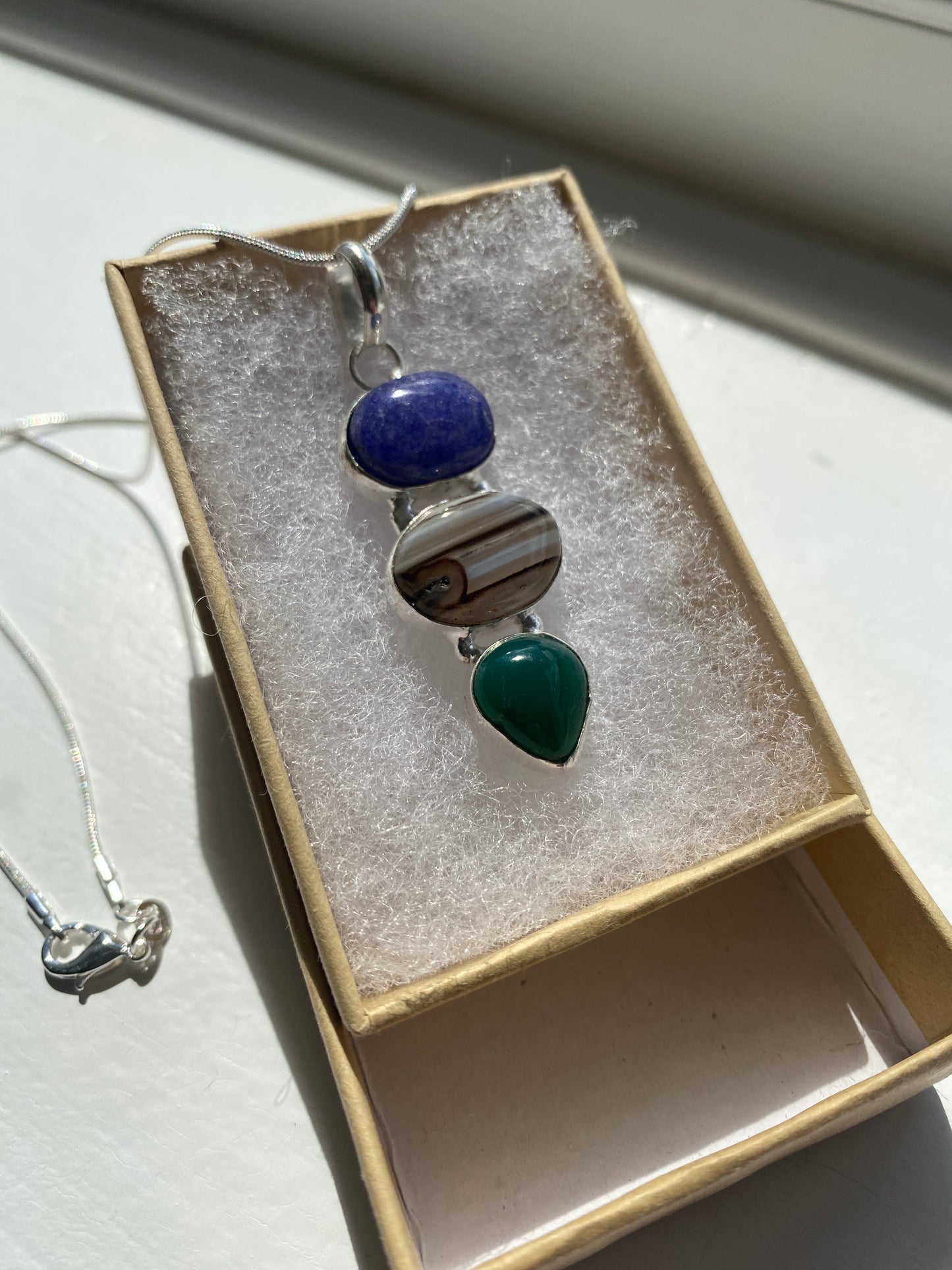 Blue Sodalite, Agate & Aventurine Pendant Necklace
