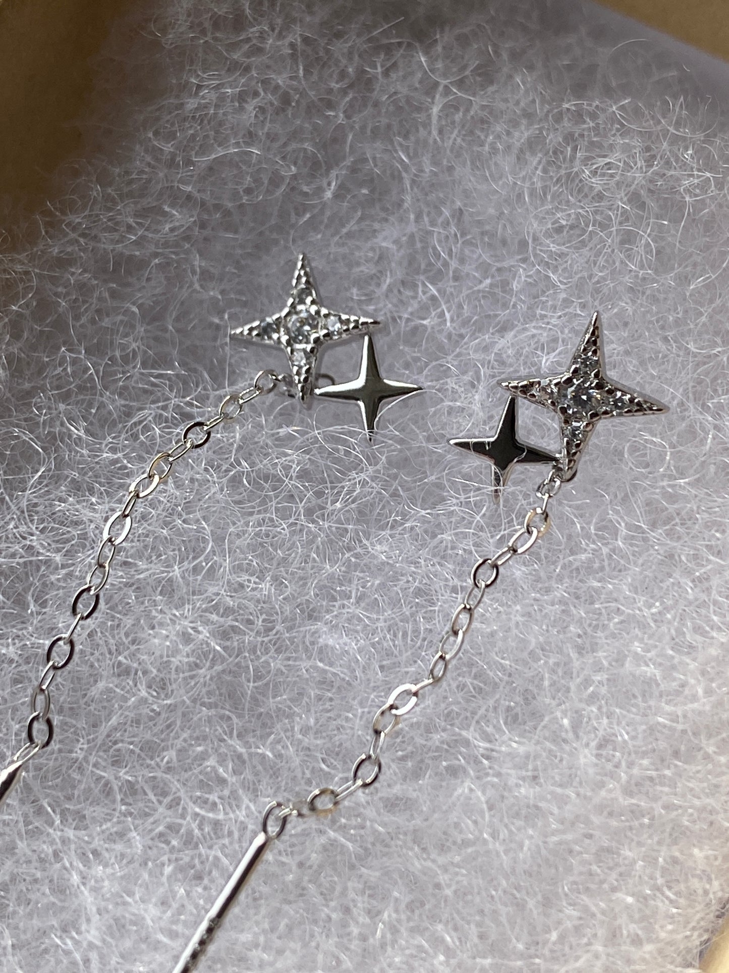 Silver Star Tassel Earrings