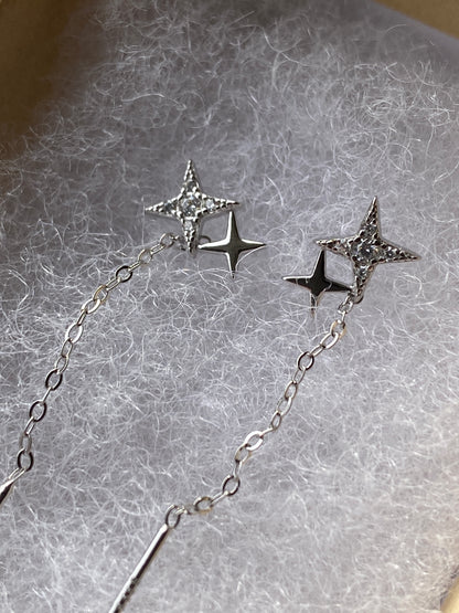 Silver Star Tassel Earrings