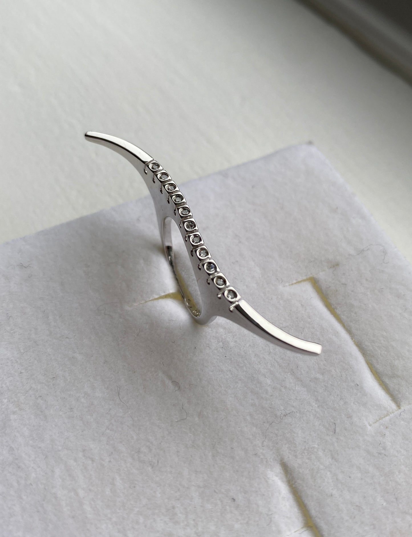 Silver CZ Studded Wave Ring