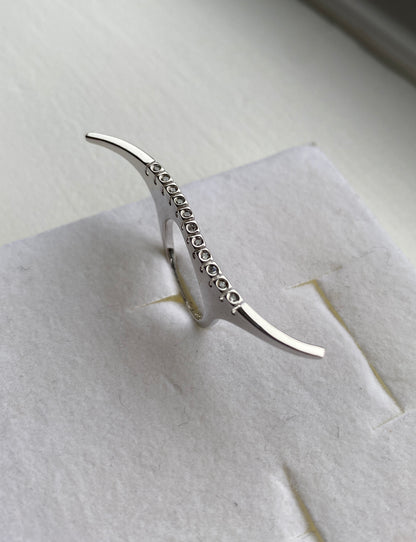 Silver CZ Studded Wave Ring