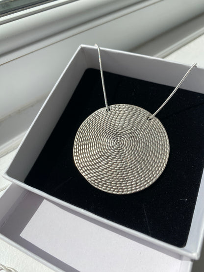 Silver Woven Spiral Pendant on 30" Necklace Chain